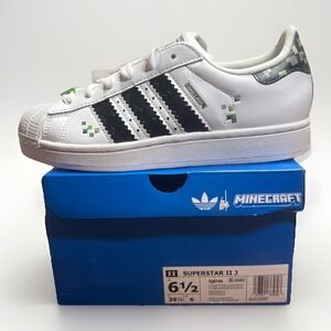 Adidas Superstar II J x Minecraft Big Kids' Shoes White/Black jq8749